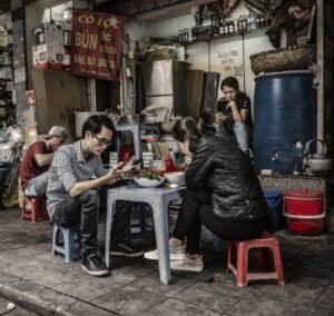 Budget street food travel in Hanoi